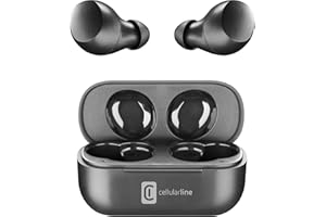 Cellularline | Wink| Écouteurs Casque Stéréo TWS HiFi Bluetooth 5.0 avec étui de Charge - Autonomie Totale de 25 Heures - Recharge en 2 Heures - Portée 10 MT - Universel - Noir