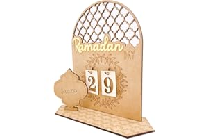 GDOKKNY Ramadan Advent Calendar, 30 Days Ramadans Countdown Calendar, Eid Mubarak DIY Countdown Wooden Islamic Decorations for Kids Adults