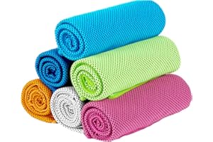 RUILILANG 6 Pack Cooling Towels, Soft Cooling Gym Towels, Coo-ling Neck Tow-els Rags for Neck and Face, Ice Sports Towel, Cool-ing Ne-ck Wraps Sweat Towel for Sports,Gym,Yoga,Workout,Running,Camping