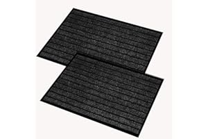Hafaa Door Mat 2 Pack 50x80cm, Washable Rubber Door Mats Indoor Outdoor - Non-Slip Entrance Rug Doormat – Rubber Back Dirt Trapper Super Absorbent Kitchen Floor Mat, Black