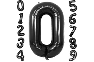 OUSUGA Globo Negro Número 0, Grande de 40 Pulgadas, Globos de Helio con Números, Globos de Fiesta Negros Para Cumpleaños, Aniversario Graduación Decoración de Fiesta Temática Negra