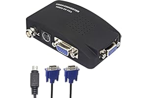 XMSJSIY BNC a VGA, S Convertitore video CCTV Camera PC a TV Adattatore BNC Ingresso a VGA Uscita VGA Computer Portatile Monitor Converter per DVR Lettore DVD Supporto PAL NTS