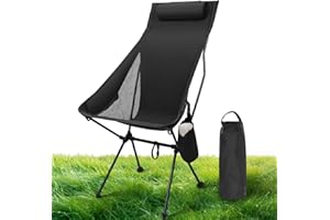 STRIXORN Chaise de Camping Pliante Portable,Petite Chaise Pliante ultralégère pour Adulte,Ultra Légère Chaise de Plage avec Sac de Transport,Mini Exterieur Fauteuil Camping Pliable,Supports 150KG,Noir