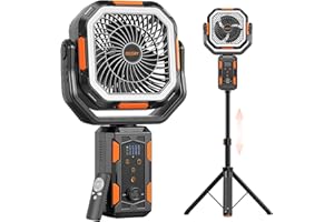 OGERY F21 Camping Fan with Stand, 20000mAh Rechargeable Battery Powered Standing Fan, LED Lanterns for Power Outages, Strong Wind, Fast Charging for Tent, Travel, Bedroom, Camping Essentials