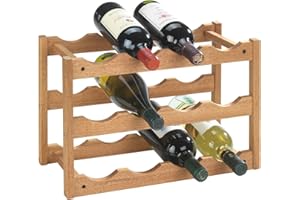 Wenko 18615100 Wine Rack Norway for 12 Bottles,Walnut Wood, 42 x 28 x 21 cm, Brown Walnut