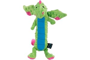 goDog Bubble Plush Skinny Dragons piszcząca pluszowa zabawka dla psa, technologia Chew Guard - zielona, duża