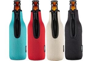 ‎WK IEASON WK ieason Bierflasche Ärmel Isolatoren 12oz 330ml Standard Bierflasche Kühler Abdeckungen Zip-up Flasche Jacke 12OZ Bierflasche Halter rutschfeste dicke Neoprenhüllen 4PC Pack