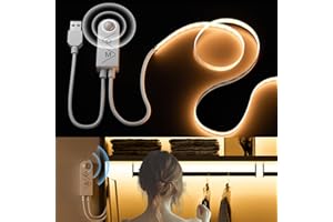 PAUTIX USB 5V COB LED Tira con Detector de Movimiento Blanco cálido 2700k 2M,640LEDs Regulable CRI90+ Cinta LED para Escaleras,Habitaciones Infantiles,Armarios,Iluminación de Lámparas de Cama