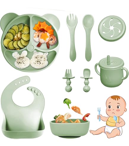 2 Stück Edelstahl Baby Teller Mit Saugnapf - BPA-frei Geteiltes Geschirrset Mit Löffel & Gabel