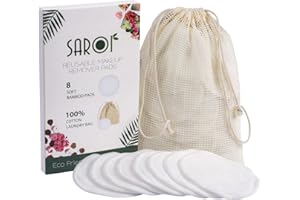 SAROI 8 Premium Reusable Makeup Remover Pads | Eco-Friendly Gift Packaging | Facial Cleansing Cotton Pads | Makeup Wipes I Packed With A Laundry Bag And Reusable Cotton Pads