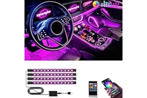 MINSEZHI Car LED Lights,Smart Car Interior Lights with App Control,Car Atmosphere Lights,Car LED Interior Lights,Interior RGB Lights,Inside Car Lights with DIY Mode and Music Mode.