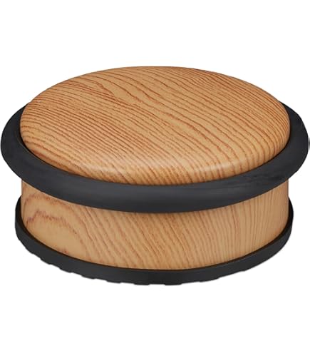 Fermaporta In Legno Con Gomma | Diametro 45x25mm | Colore Marrone Scuro | Protezione Pareti - Foto 5