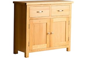 ROSELANDFURNITURE London Oak Small Sideboard Cabinet for Living Room | Roseland Furniture 2 Door 2 Drawer Sideboard Storage for Dining Room or Hallway, Fully Assembled