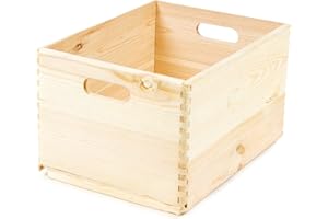 Compactor SKYR Wooden Box XL 40x30x23 cm in Natural Pine Wood for Home Organization