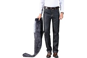ziilay Thermojeans Herren Thermohose Schneehose gefütterte Winterhose Winterjeans mit Fleece Schwarz Blau