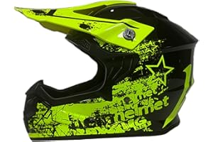 MTQCBDHY Casque Moto Cross Enfant, ECE 22.06 Homologué, Casque Motocross Homme Femme, Casque VTT Casque Cycliste Pour Enfants, Casque Cross Adulte, Pour BMX MTB ATV Scooter Quad Bike Vélo De Montagne(Yellow,S)