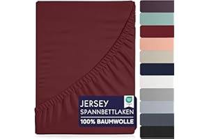 BRB Home Spannbettlaken 140x200cm - Spannbetttuch für Dicke Matratzen bis zu 27 cm 100% Baumwolle Oeko-TEX Zertifiziert Bettlaken Jersey Bettware Bettbezug für Boxspringbett (Bordeaux - 140x200)