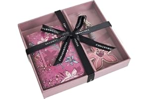 PACO MARTINEZ Set de Regalo para Mujer, Caja Regalo con Cartera Billetero para Mujer y Llavero con Estampado de Flores, Idea de Regalo de Cumpleaños, Aniversario o Navidad