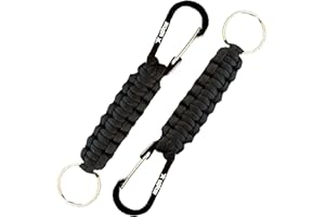 Kadactive Paracord Keyrings with Carabiner Keyring Clip - 2 Pack keyrings for Backpack, Survival, Camping - Paracord Key Chain Key Holder - Key Lanyard for Men - car Keyring