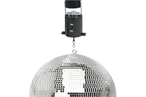 MP Essentials Silver 200mm 8" Lightweight Lighting Effect Disco Mirror Ball (Mirror Ball + Revolving Motor)
