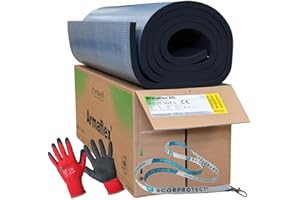 Armaflex Armacell original XG Kautschuk Platten selbstklebend + rote Handschuhe (schwarz, Isolierstärke 25 mm, 1000 x 4000 mm)