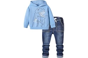 VUNCIO Ensemble Hiver Garçon 1-7 Ans Vêtements Enfants Garçons Pantalon Jeans Et Haut Sweat a Capuche Dinosaure Mignon Animal Dessin Fashion Casual Sport Jogging Vacances