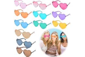 Newtic 12 Stück herz sonnenbrille,Farben Party Brille,sonnenbrille kinder,Magische Farben Party Herz Brille,Hippie Brille für Geburtstagsfeier, Fasching, Karneval, Malle