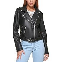 Veste Moto Femme Vintage Lévi's Cuir Véritable Daim Taille S - Occasion Très Bon État