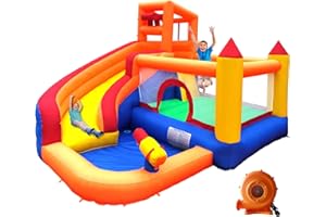 Ballsea Grand château Gonflable avec Ventilateur, Toboggan Sec ou Eau, Convient pour Les Enfants de 3 à 10 Ans, Children's Bouncy Castle pour l'intérieur ou l'extérieur 320 x 280 x 232 cm