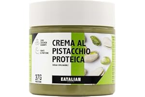 EATALIAN by AMZ BETTER Crema Proteica al Pistacchio, Deliziosa Crema Spalmabile dal Gusto Dolce e Unico, con 37 g di Proteine, Ideale su Pane, Ottima per Dubai Chocolate, 200 gr Made in Italy