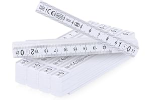 com-four® 5X Mini Regla Plegable, Regla Plegable, 1 m, métrico, 10 Enlaces, Blanco (5 Piezas - 100cm Blanco)