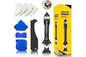 EXQUIMA Silicone Remover Tool, Remover Tool -3 in 1 Caulking Finishing Tools, Caulking Multi Smoothing Removal Tool, Sealant Finishing Smoothing Tool for Bathroom, For Kitchen Bathroom Floor Corner(9pcs)