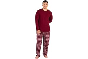 TRAMAS+ Pijama Algodón de Hombre con Manga Larga y Pantalón Largo, Primavera y Otoño, Conjunto de Ropa para Dormir, Cintura Elástica, Regalos para Hombre