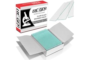 RE-GEN - 50 Pack Box Ultra Clear Grounded Round Frosted Edge Microscope Glass Slides | Size 25.4mm x 76.2mm