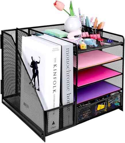 MAUL Porte Tampon Rotatif Métal Noir 12x10x12 Cm - Organiseur Bureau Pour 8 Tampons