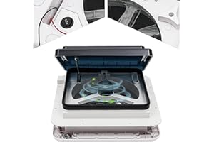 ieLsngai Ventilator Turbo Kit, Wohnwagen Wohnmobil Dachfenster Schalldichte Dachluke Leiser Lüfter, RV Wohnwagen Entlüftung Dachhaube Auspuff Dachluke mit LED 30W