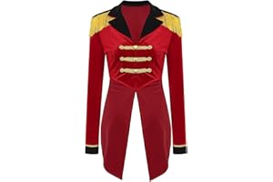 inlzdz Women Red Showman Tailcoat Costume Circus Ringmaster Jacket Carnival Party Fancy Dress Costume