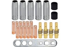 QAQGEAR MB15 15AK Contact Tip 0.8mm M6 Tips Holder Diffuser Shield Cup for MB15 15AK MIG Welding Torch Welding Tips Welding Torch Holder Accessories Kit