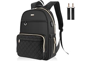 LANDICI Baby Changing Bag Backpack,Waterproof Large Capacity Travel Diaper Bag Multi-Function Maternity Rucksack Nappy Bag with Changing Mat&Stroller Strap&USB Charging Port for Mom & Women-Black