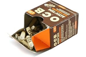 OCB 18656 ActivTips Lot de 2 paquets de 50 filtres à charbon actif non blanchi avec capuchon en céramique 7 mm
