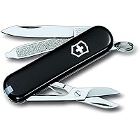 Victorinox Classic SD Swiss Army Pocket Knife, Small, Multi Tool, 7 Functions, Scissors, Nail File, Black