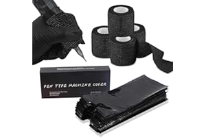 ‎RAYYL 204 Stück Tattoo Grip Tape und Stift Taschen Zubehör Set, Rayyl 4 Rollen Tattoo Griff Abdeckung Wrap und 200pcs Tattoo Stift Taschen für Tattoo Zubehör