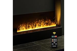 Mexhom Camino a vapore, camino elettrico, camino elettrico da incasso, effetto fiamma 3D, camino con telecomando [80cm,nessun calore]