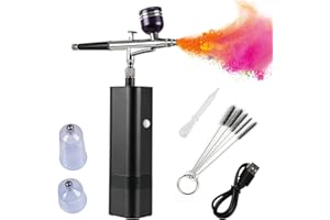 Folgtek Multi-Usage Airbrush Kit, 32PSI Portátil Aerógrafo Recargable para Maquillaje, Decoración de Tartas, Coloración, Arte de Uñas, Tatuaje