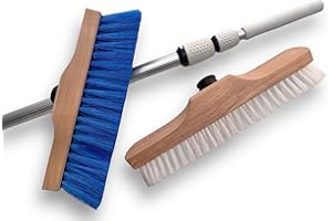 Balai Brosse télescopique 5,50 m pour toiture et Panneau Solaire | Brosse Lave-Pont Rilsan et Synthétique | Manche télescopique Aluminium | Kibros 21722819KITGM