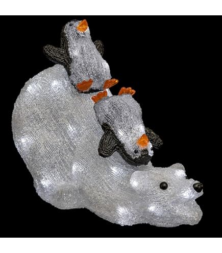 Feeric Lights & Christmas - Babbo Natale E Pupazzo Di Neve Luminosi Per Esterno, 58 Cm, 60 LED Caldi Con Trasformatore