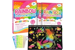 PIEKIDSFUN Scratch Arts and Crafts for Kids, 2 Pack Rainbow Scratch Notebook, Scratch Arts for Kids Ages 3-12 Girls Boys Birthday Classroom Gifts