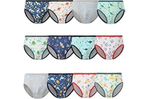 Cogindss Xmrlvn Boys Briefs Toddler Underwear Cotton Dinosaur M-XXL,12 Packs