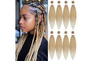 ACUTEBAO Pre-stretched Braiding Hair Professional Easy Crochet Braid Hair 26 Inch 8 Packs Hot Water Setting Soft Synthetic Braiding Hair Extension for Twist Senegalese Crochet Hair (26 inch, 27/613)