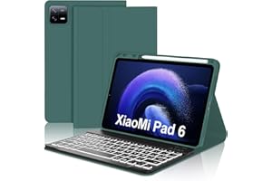 JADEMALL Clavier Coque pour Xiaomi Pad 6/6 Pro 11 Pouces 2023, AZERTY Clavier Bluetooth sans Fil Rétro-éclairé Amovible Magnétique pour Tablette Xiaomi Pad 6/6 Pro, Vert foncé